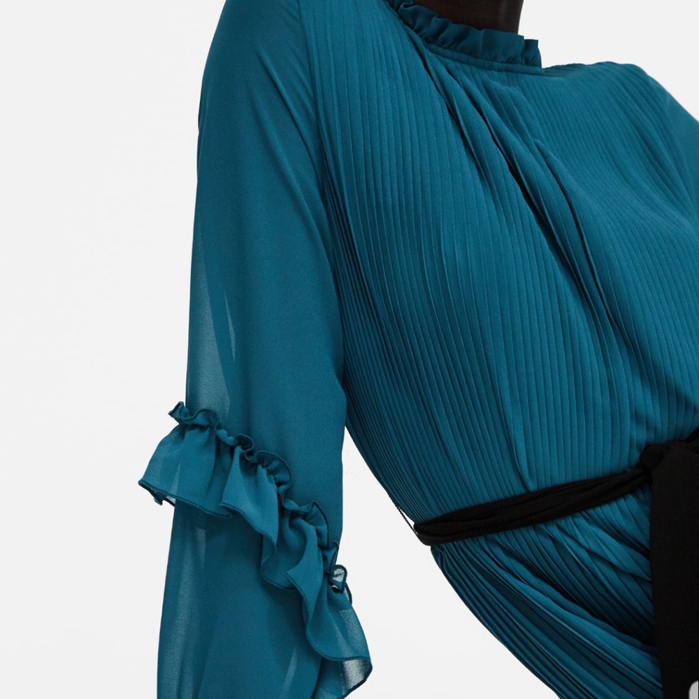 ZARA PLEATED COBALT BLUE JUMPSUIT DRESS WI…